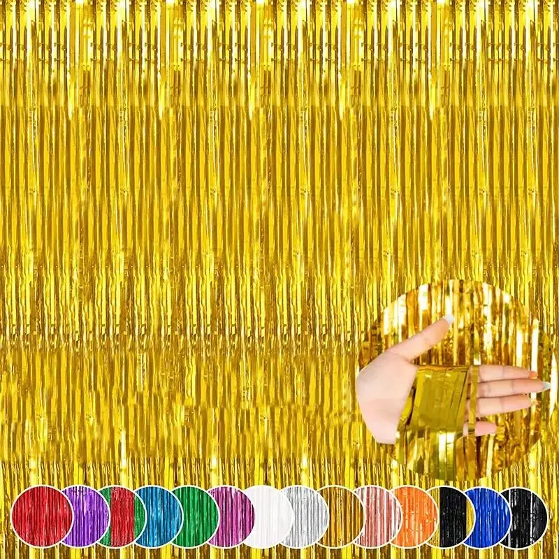 파티 금속 반짝이 호일 프린지 커튼 배경 생일 새해 이브 파티 사진 비 커튼 축제 웨딩 장식