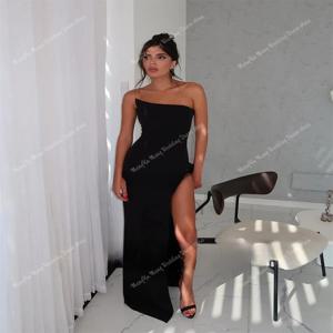 우아한 여성의 블랙 정장 이브닝 드레스 아랍어 Bustier 및 바닥 길이 높은 분할 드레스 연회 파티 댄스 파티 드레스