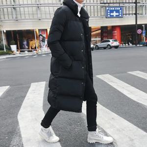 한국어 패션 블랙 코튼 롱 패딩 파카 코트 남성 2025 겨울 캐주얼 Thicken Warm Puffer Jacket Men