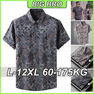 60KG-175KG 플러스 사이즈 남성용 셔츠 루즈 칼라 반팔 플로럴 비치 하와이안 셔츠 캐주얼 빅 오버사이즈 탑 의류 10XL 8XL