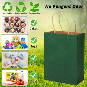 손잡이가 있는 크래프트 종이 선물 가방, 포장용 종이 상자, 크리스마스 선물 상자, 선물 상자 포장 선물 가방, 1 개, 10 개