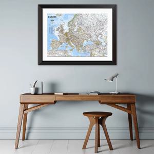 접이식 벽 포스터 유럽지도 영어 학교 용품 빈티지 장식 여행지도 Unframed Home Decor