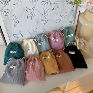 단색 코듀로이 끈 가방 크리스마스 선물 사탕 보석 화장품 동전 열쇠 정리 가방 포장 가방 보관 파우치