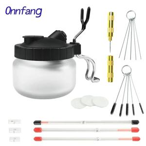 에어 브러시 청소 냄비 바늘 노즐 브러시 세트, 페인트 유리 항아리 병 필터, 무광 스프레이 건 클리너 도구 키트, 0.2mm, 0.3mm, 0.5mm