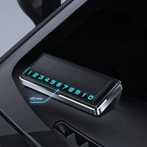 태양광 LED 주차 카드 홀더 - 여러 번호 옵션이 있는 임시 주차 허가증, 자동차 주차 스탑 숨김 번호판 가젯