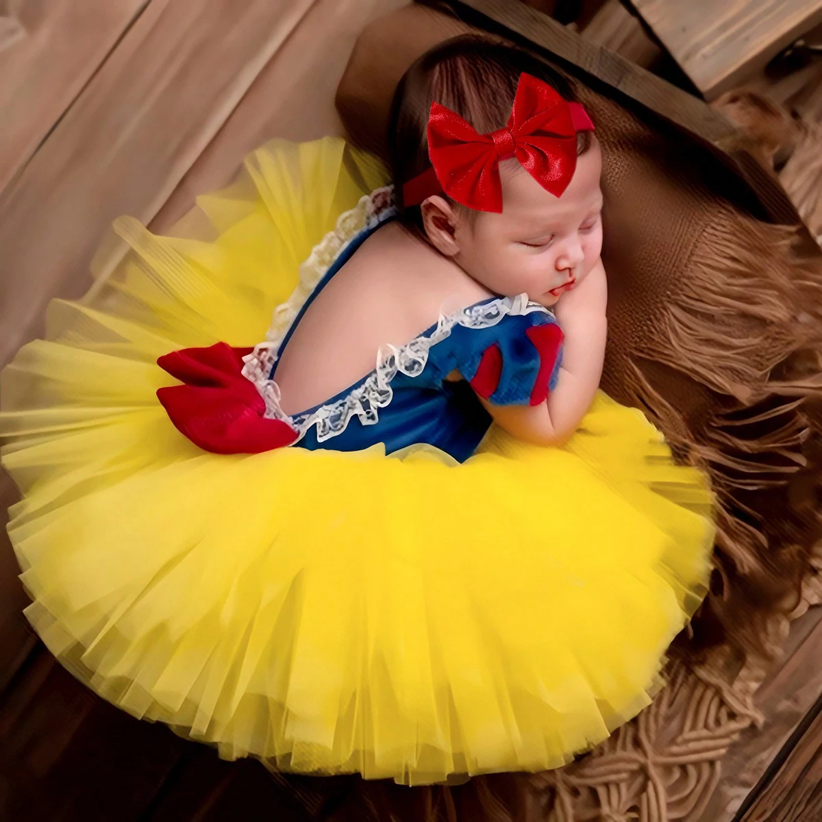 신생아 리본 튤 공주 드레스와 리본 머리띠 신생아 소녀 사진 촬영 의상 1개월 100일 아기 사진 소품-HD