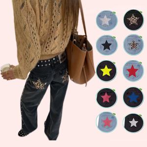 ONE DILEMMA 90년대 레트로 오각별 프린트 하이웨이스트 청바지 하라주쿠 배기 청바지 여성 의류 캐주얼 스트레이트 데님 팬츠