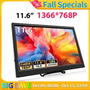 휴대용 HDMI 호환 노트북 두 번째 화면 게이밍 확장 디스플레이, 스위치, PS4, Xbox, 라즈베리 파이용, 11.6 인치 모니터