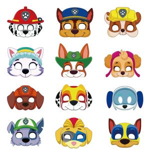12Pcs 발 순찰 생일 파티 마스크 장난감 강아지 순찰 어린이 의상 마스크 Patrulla Canina 그림 마스크 키즈 코스프레 파티