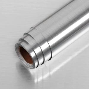 자기 접착제 벽지 가전 제품 커버 냉장고 냉장고 랩 장식 비닐 필름에 대한 실버 스테인레스 스틸 접촉 용지