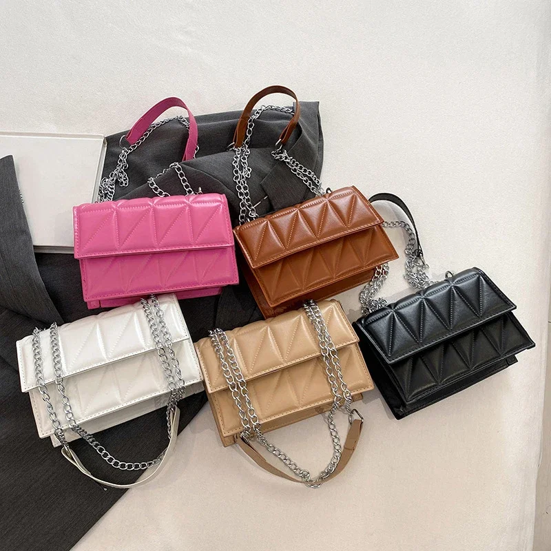 디자이너 패션 여성 숄더백 여성용 PU 가죽 핸들 핸드백 체인 스트랩 크로스백