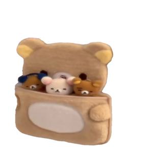 귀여운 만화 곰 플러시 벽걸이형 수납 가방 가벼운 가정용 잡화 정리 가방 자석 잠금