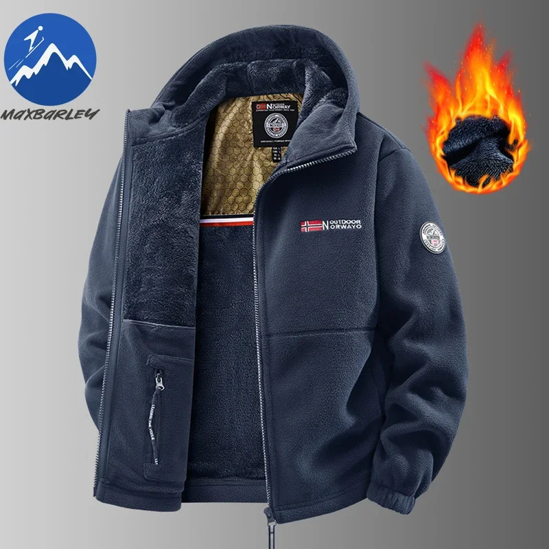 핫 세일 남성용 가을 및 겨울 후드 노르웨이 플리스 재킷, 플리스 재킷, 야외 커플용 두꺼운 플리스 따뜻한 재킷