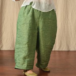 여름 루즈핏 코튼 린넨 스트레이트 팬츠 9부 캐주얼 편안한 드레이프 여성 팬츠 예술적 출퇴근 스타일