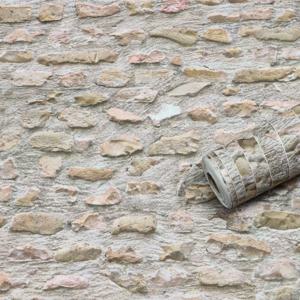 인조 빈티지 평면 3D 돌 질감 벽지, 자갈 자체 접착 벽 벽화, 발코니 배경 벽 장식에 적합, 3m