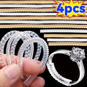 새로운 실리콘 링 사이즈 감소 도구 보이지 않는 투명한 조임 허수아비 사이즈 조정 나선형 스프링 기반 링 쥬얼리 가드 링