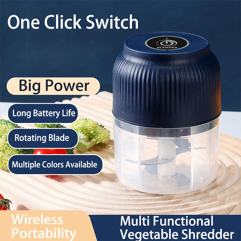 250ml 미니 무선 USB 충전식 전기 야채 다지기 마늘 분쇄기 주방용품