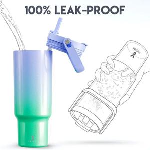 메오키 40온스 스테인리스 스틸 진공 컵 텀블러 (빨대 및 뚜껑 포함) 보온 보냉 여행용 머그컵