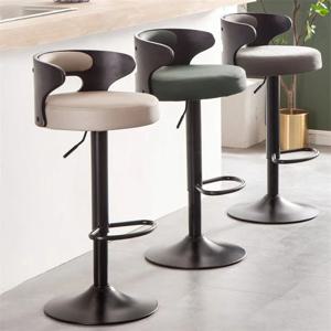 프론트 데스크 카운터용 하이 체어 모던 바 테이블 리프트 체어 노르딕 키친 하이 바 스툴 솔리드 우드 등받이 회전 바 체어