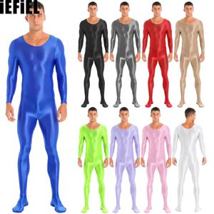 남성용 부드러운 긴 소매 바디스타킹 속옷, 단색 라운드넥 바디수트, 팬티스타킹 나이트웨어, 요가 스포츠 피트니스 타이츠