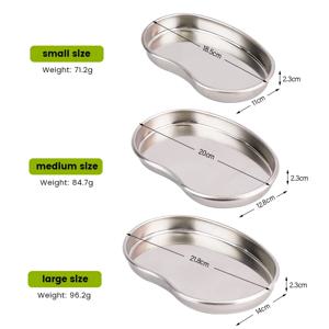 의료용 치과 수술용 화장품 문신 도구용 신장 모양의 스테인레스 스틸 멸균 트레이 1개 - 3가지 크기 이용 가능