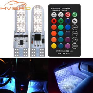 2X T10 W5w RGB LED 원격 컨트롤러 RGBW 391 6SMD 클리어런스 페스툰 돔 독서등 웨지 사이드 LED 신호 램프 변색