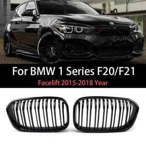 BMW 1 시리즈 F20 F21 Facelift 2015-2019 년 광택 매트 블랙 M 컬러 카본 프린트 용 앞 범퍼 레이싱 라디에이터 메쉬 그릴