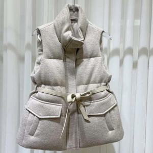 여성용 따뜻한 조끼 구스 다운 재킷 짧은 푸퍼 조끼 캐시미어 다운 코트 지퍼 패션 여성 겨울 재킷