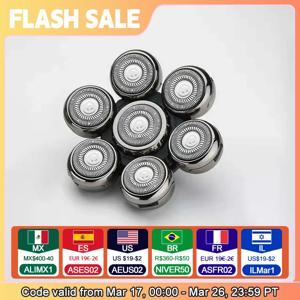 남성용 7 블레이드 면도기 교체 면도 헤드 플로팅 워셔블 전기 7D 면도기 트리머 키트 커터 블레이드