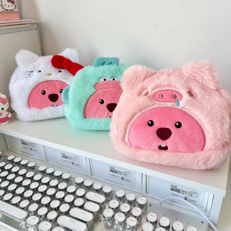 새로운 대용량 봉제 만화 연필 필통, 심플하고 귀여운 수납 가방, 화장품 가방, 귀여운 만화 다기능