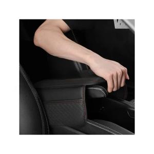 가죽 자동차 팔걸이 박스 패드 메모리 폼 센터 콘솔 팔걸이 보호 커버 수납 포켓 포함 팔꿈치 쿠션