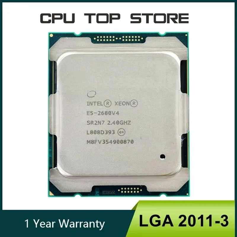 중고 XEON E5 2680 V4 CPU 프로세서 14코어 2.40GHz 35MB L3 캐시 120W SR2N7 LGA 2011-3 지원 X99 메인보드 E5-2680V4