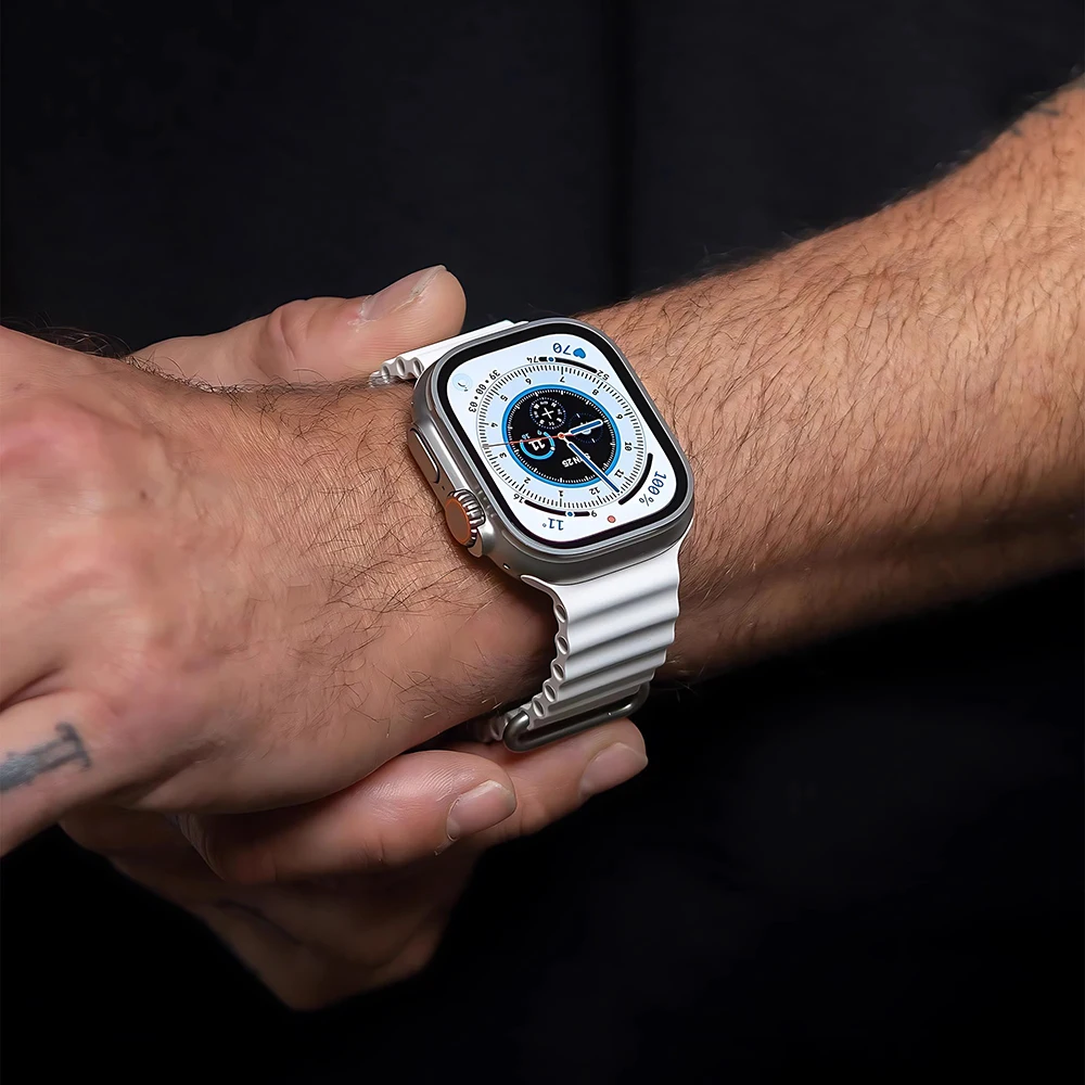 Apple Watch 밴드 용 오션 스트랩 44mm 40mm 45mm 49mm 41mm 42mm 38mm 46mm 팔찌 correa iWatch 시리즈 7 6 3 se 8 Ultra 2 9 10