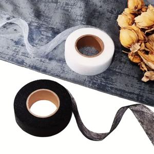 2롤 블랙 화이트 양면 접착식 인터라이닝 원단 의류 다리미 테이프 인터라이닝 웹 DIY 바느질 패치워크 액세서리