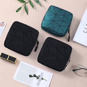 생리대 보관 가방, 십대 소녀 여성을위한 지퍼가 달린 가죽 방수 여성용 기간 가방, 작은 메이크업 파우치, 지갑