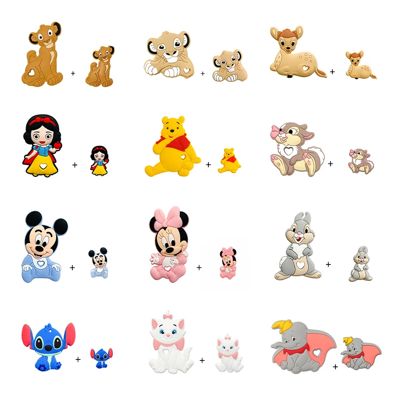 2 개/대 만화 디즈니 실리콘 젖니가 남 구슬 식품 등급 아기 젖꼭지 설치류 씹는 작은 막대 아기 용품 만화 아기 Teether