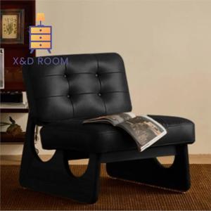 X&D 소파 원목 편안한 1인용 레저 의자 레트로 오일 왁스 가죽 소파 의자 디자이너 등받이 의자 2025 핫
