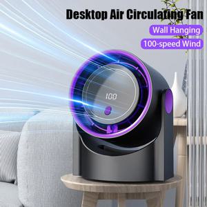 데스크탑 선풍기 100 속도 Bladeless 팬 휴대용 Usb 충전식 디지털 디스플레이 순환 냉각 팬 벽걸이 팬