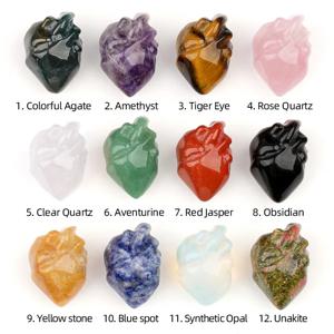 2피스 미니 인간 심장 모형 조각상 천연 크리스탈 스톤 자수정 쿼츠 호안석 차크라 사랑 크리스마스 장식 DIY 선물 인기 상품