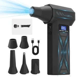 4단계 조절 가능한 에어 블로워 터보 제트 블로워, 진공 청소기, LED 조명, 배터리 디스플레이, 무선 압축 공기 분사기 (신제품)