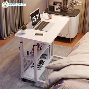 높이 조절 가능한 C자형 엔드 테이블, 모바일 노트북 사이드 테이블 휠, 거실용 2단 보관 선반이 있는 소파 소파 테이블
