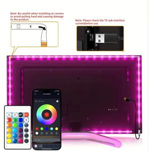 USB 5V 주도색은 방 파티 TV 캐비닛 침실 장식에 적합합니다. 1m USB LED 스트립 조명, 24키 리모컨, 수이