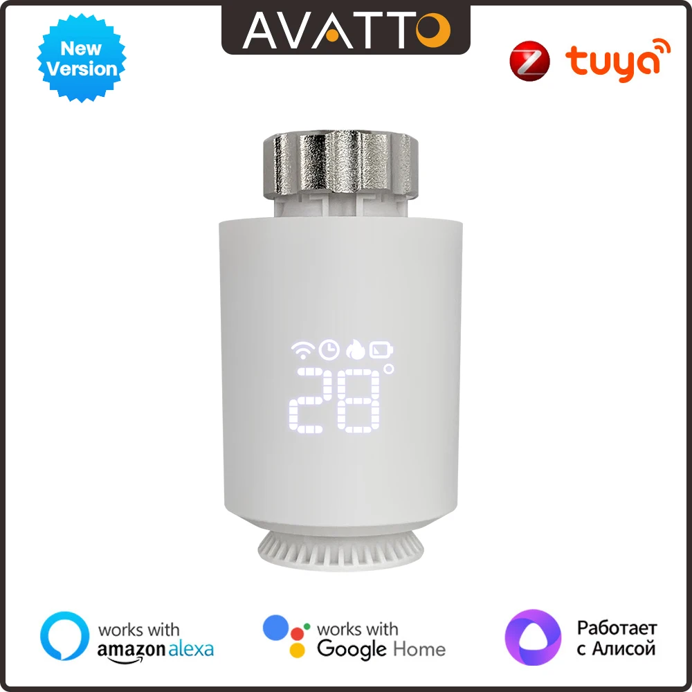 AVATTO Tuya ZigBee3.0 온도 조절기 라디에이터 액추에이터 스마트 TRV 온도 조절 밸브 컨트롤러는 Alexa Google Home Alice와 함께 작동합니다.