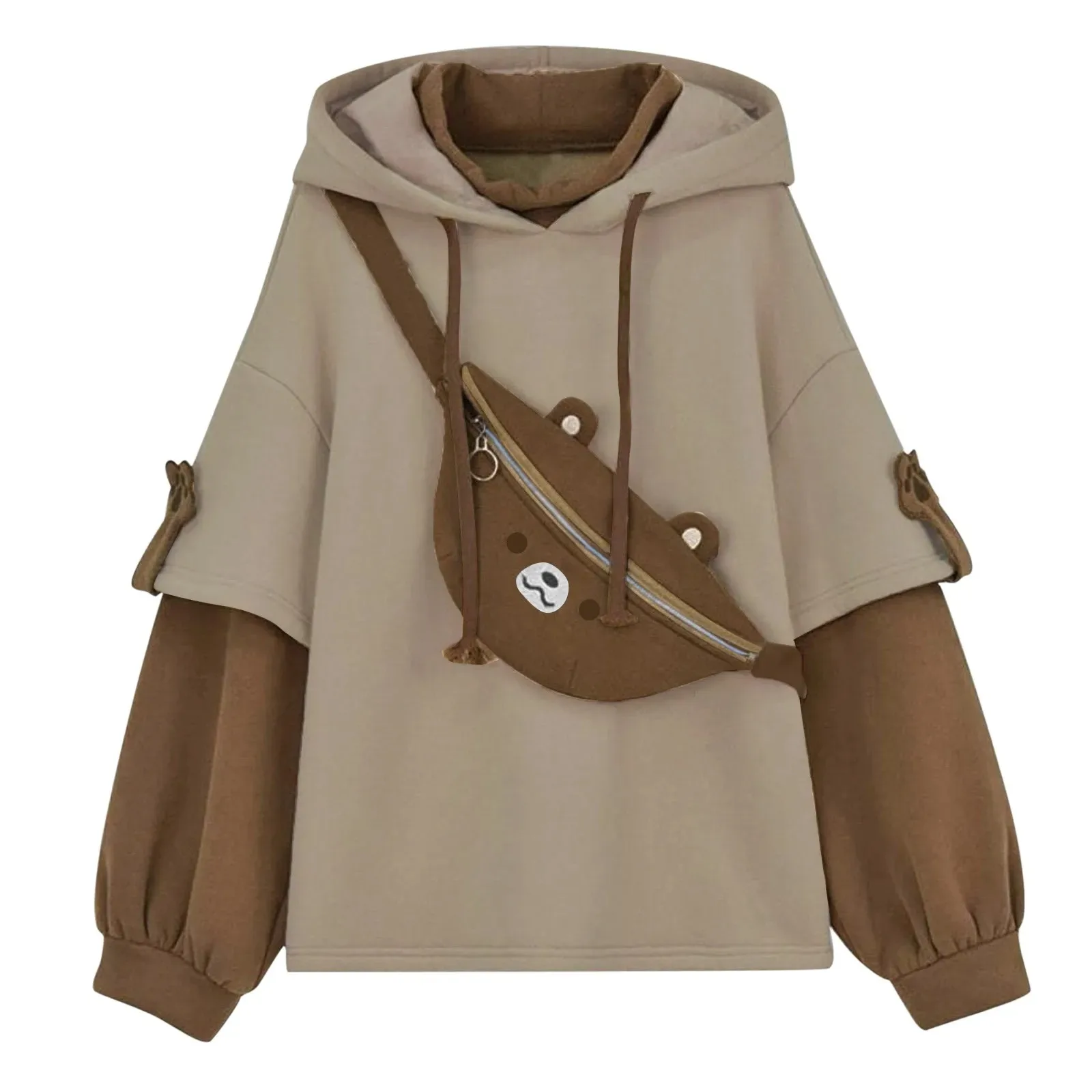 Y2K 옷 봄과 가을 패션의 귀여운 곰 배낭 까마귀 여성 겨울 하라주쿠 루즈 캐주얼 거리 옷 일본