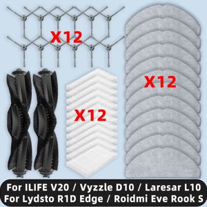 예비 부품 액세서리 메인 사이드 브러시 헤파 필터 걸레 천, 호환( ILIFE V20 / Vyzzle D10 / Laresar L10 / Lydsto R1D Edge / Roidmi Eve Rook S )