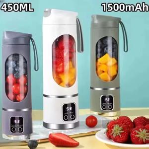 2025 새로운 가정용 충전 미니 분쇄 된 얼음 전기 Juicer 강력한 모터 450ML 대용량 디지털 디스플레이 주스 컵
