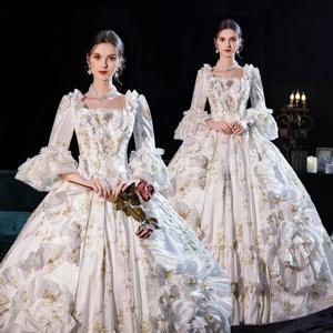 러시아 코믹 콘 공주 드레스 레이디 무대 연극 캐슬 공주 드레스 기계 자수 Vestidos Largos Elegantes Fiesta Mujer