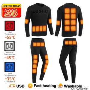 신형 발열 속옷 28구역 겨울용 발열 속옷 남녀 공용 자가 발열 재킷 바지 USB 전기 발열 스키용 속옷