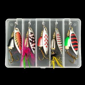 5피스 회전형 스팽글 루어 세트 7.7g 깃털 장식 인조 루어 업턴드 메탈 컴포지트 스팽글 포함