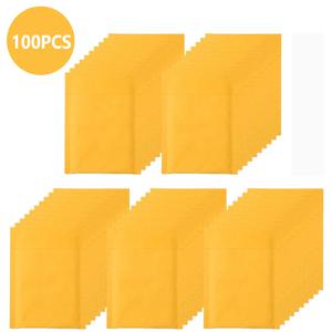 100pcs 버블 봉투 보내기 패키지 파우치 크래프트 종이 포장 용품 메일러 소규모 비즈니스 배달 메일 링 배송